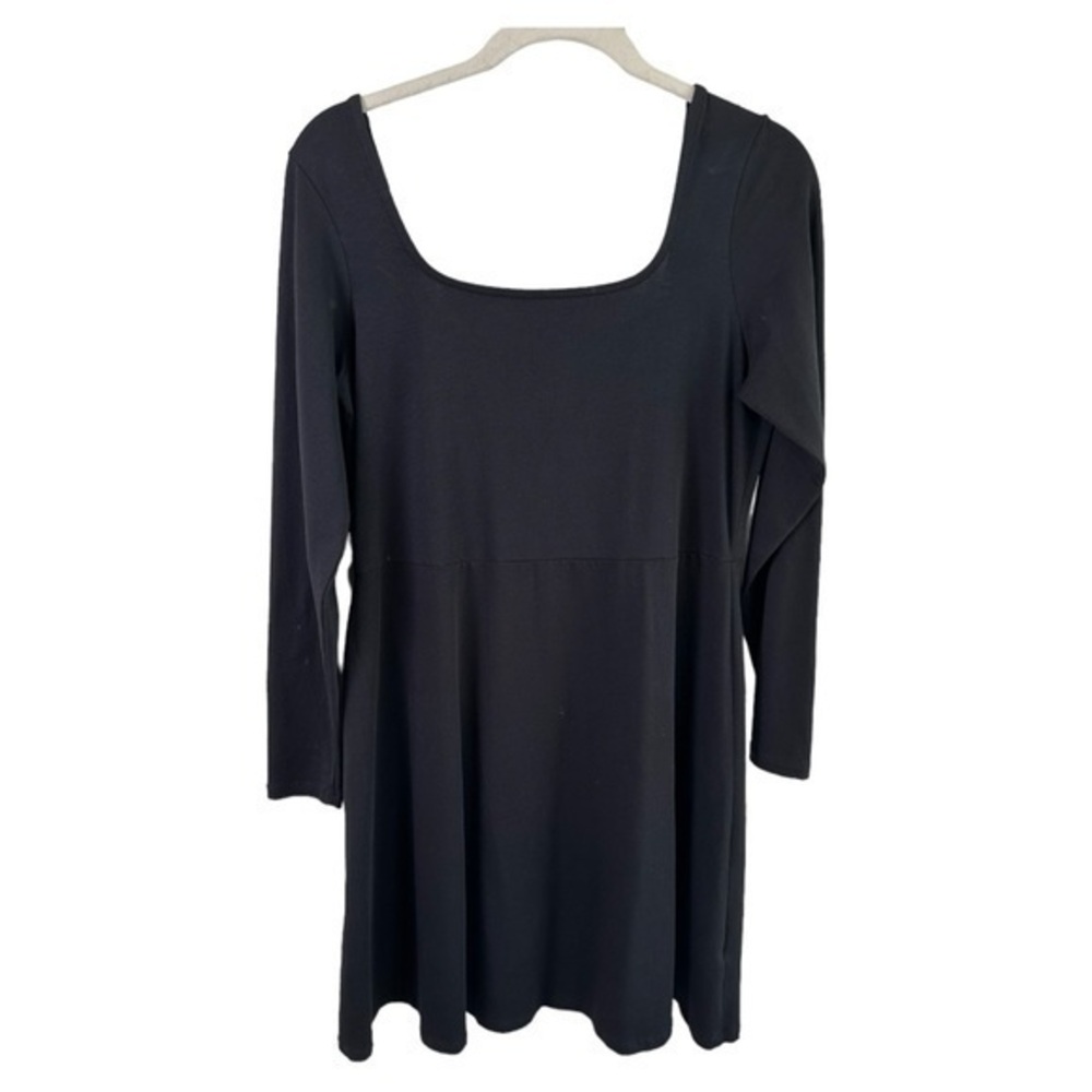 Asos Dress Womens 12 Square Neck Long Sleeve Mini Black Basic Demure Stretch